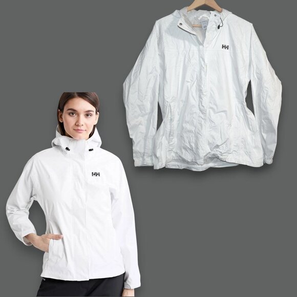 HELLY HANSEN Women's Sz XL Loke Rain Jacket - White $100 Retail - Picture 1 of 7